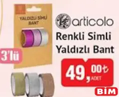 ARTİCOLO RENKLİ SİMLİ YALDIZLI BANT 3'LÜ